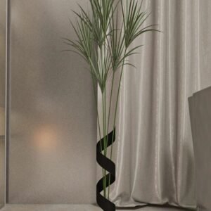 Segi Home Decor مزهرية سوداء ارتفاع 50 سم عرض 7.6 سم مزهرية بامباس مزهرية معدنية مزهرية طاولة القهوة