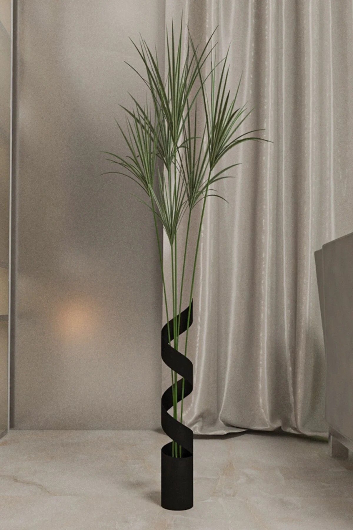 Segi Home Decor مزهرية سوداء ارتفاع 50 سم عرض 7.6 سم مزهرية بامباس مزهرية معدنية مزهرية طاولة القهوة