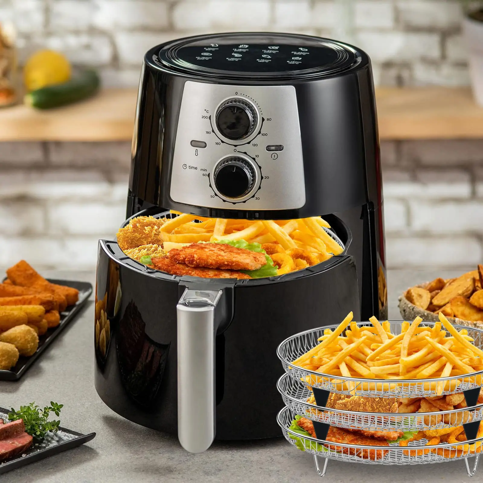 رف المقلاة الهوائية صينية الخبز تكويم Grilling304 الفولاذ المقاوم للصدأ Airfryer فرن شواء باخرة طباخ أدوات المطبخ أدوات الطبخ