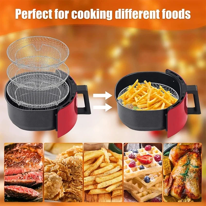 رف المقلاة الهوائية صينية الخبز تكويم Grilling304 الفولاذ المقاوم للصدأ Airfryer فرن شواء باخرة طباخ أدوات المطبخ أدوات الطبخ - الصورة 2