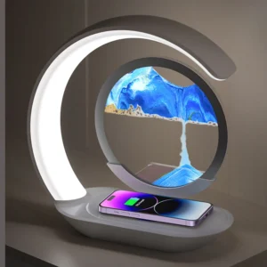 الرمال المتحركة الجدول مصباح USB شحن لاسلكي لمبة مكتب ثلاثية الأبعاد الساعة الرملية الحلي الرمال اللوحة ضوء الليل لتزيين غرفة المكتب