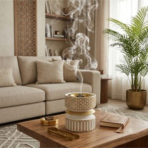 Generic مبخرة عربية تقليدية، بتصميم انيق مع نقوش ذهبية،